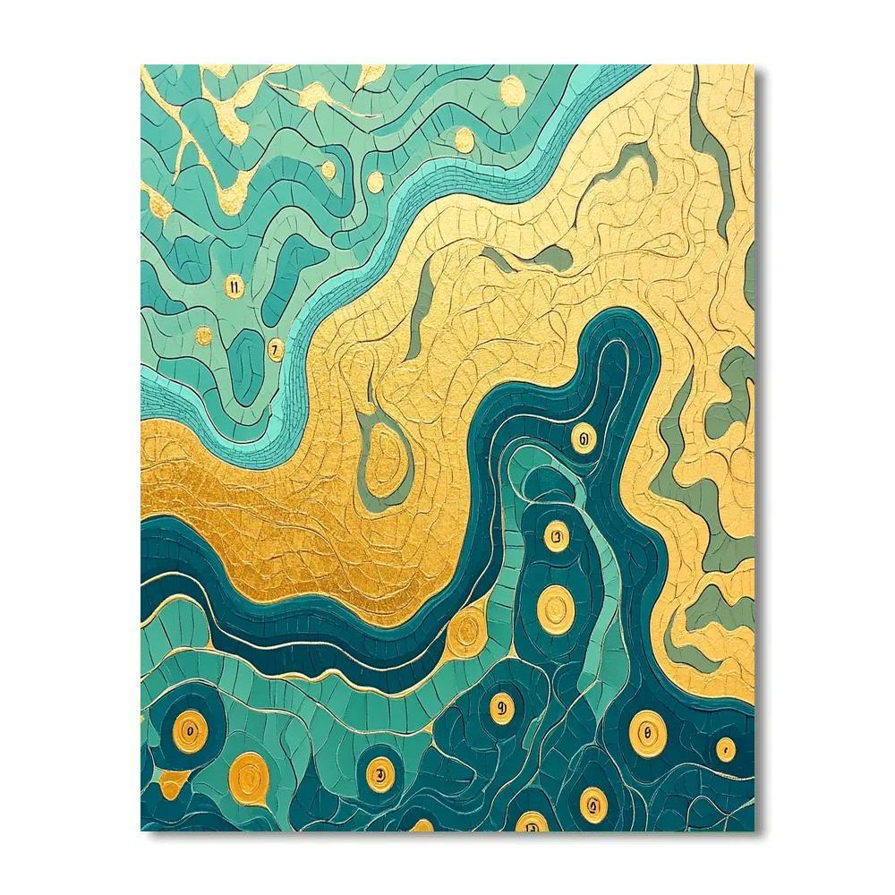 Gustav Klimt Inspired Golden River Delta paint by number