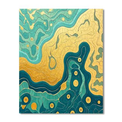 Gustav Klimt Inspired Golden River Delta paint by number