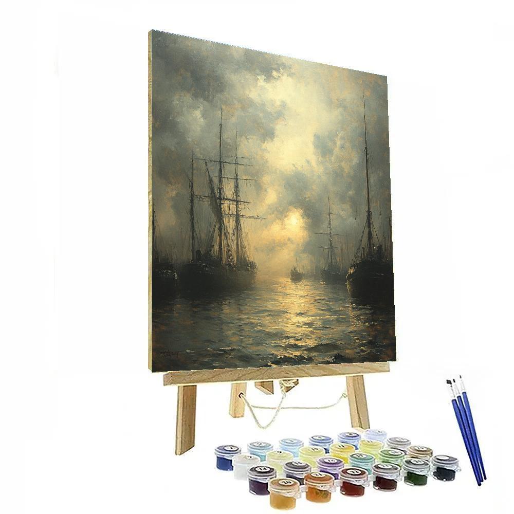 JMW Turner Inspired Harbor In Rainstorm Number painting