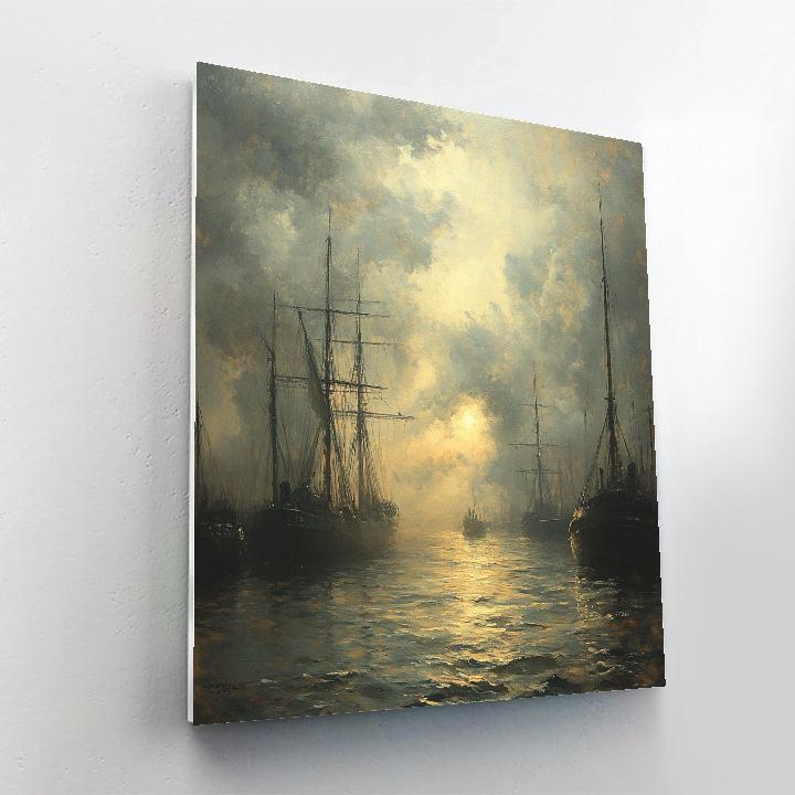 JMW Turner Inspired Harbor In Rainstorm Number painting