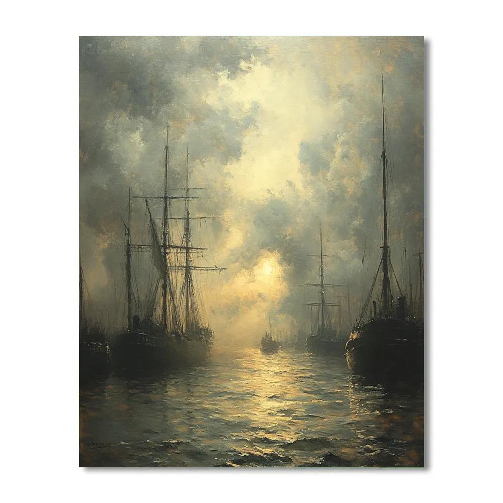 JMW Turner Inspired Harbor In Rainstorm Number painting