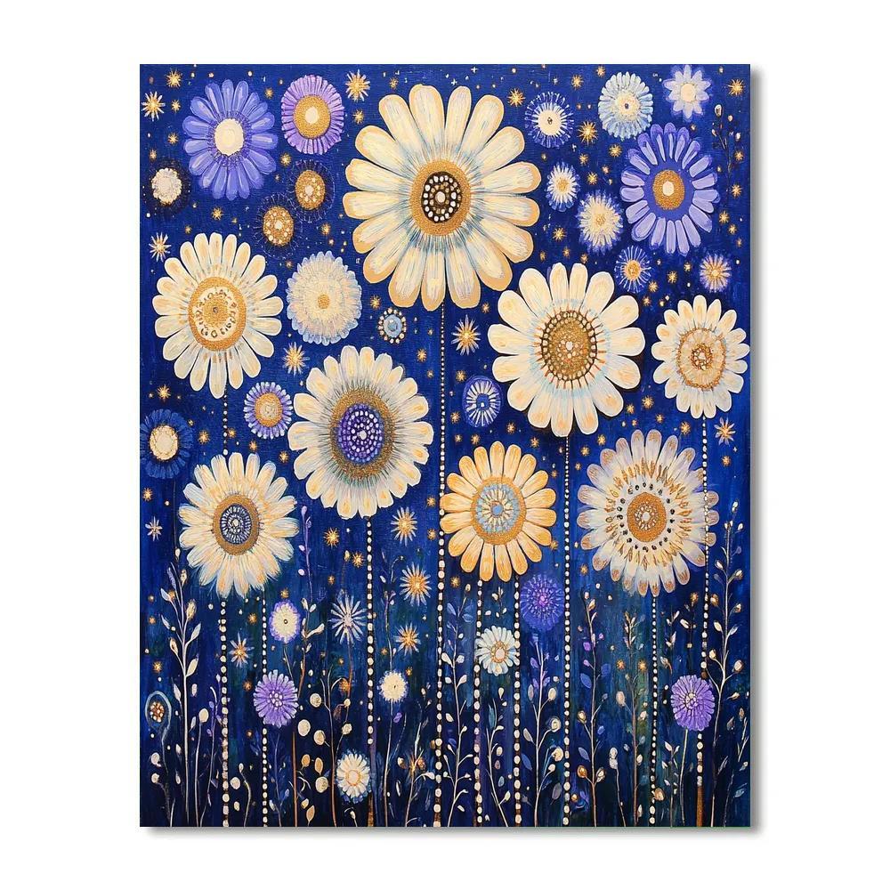 Gustav Klimt Inspired Starflower Constellation Field Number painting