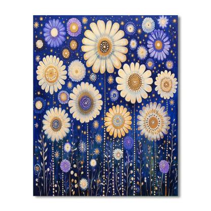 Gustav Klimt Inspired Starflower Constellation Field Number painting