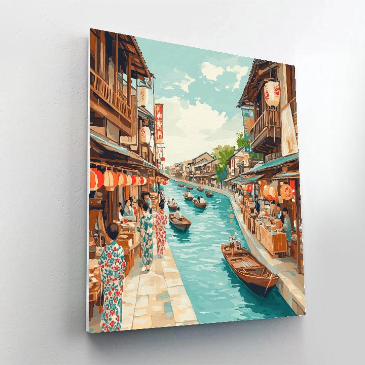 Hokusai Inspired River Market Street Number painting