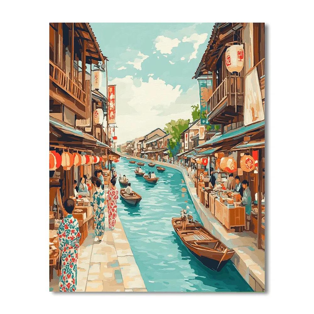 Hokusai Inspired River Market Street Number painting