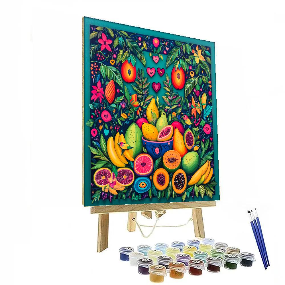 Frida Kahlo Inspired Still Life With Tropical Fruit And Birds Number painting