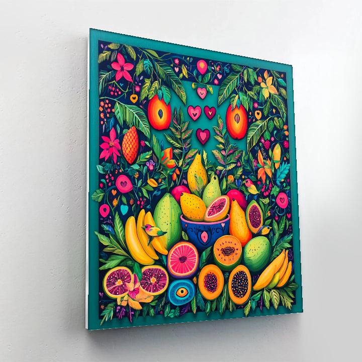 Frida Kahlo Inspired Still Life With Tropical Fruit And Birds Number painting