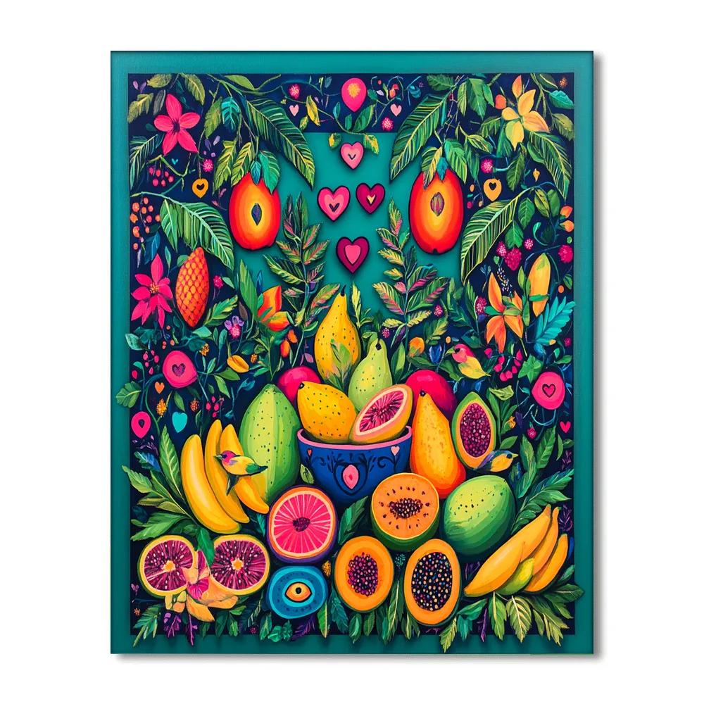 Frida Kahlo Inspired Still Life With Tropical Fruit And Birds Number painting