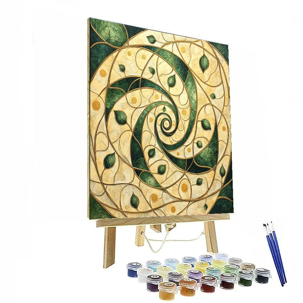 Gustav Klimt Inspired Spiral Vine Labyrinth paint by color
