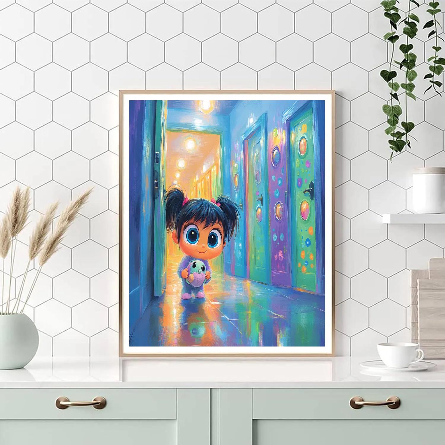 Boo Monstropolis Doorway Peek Disney Inspired paint by color