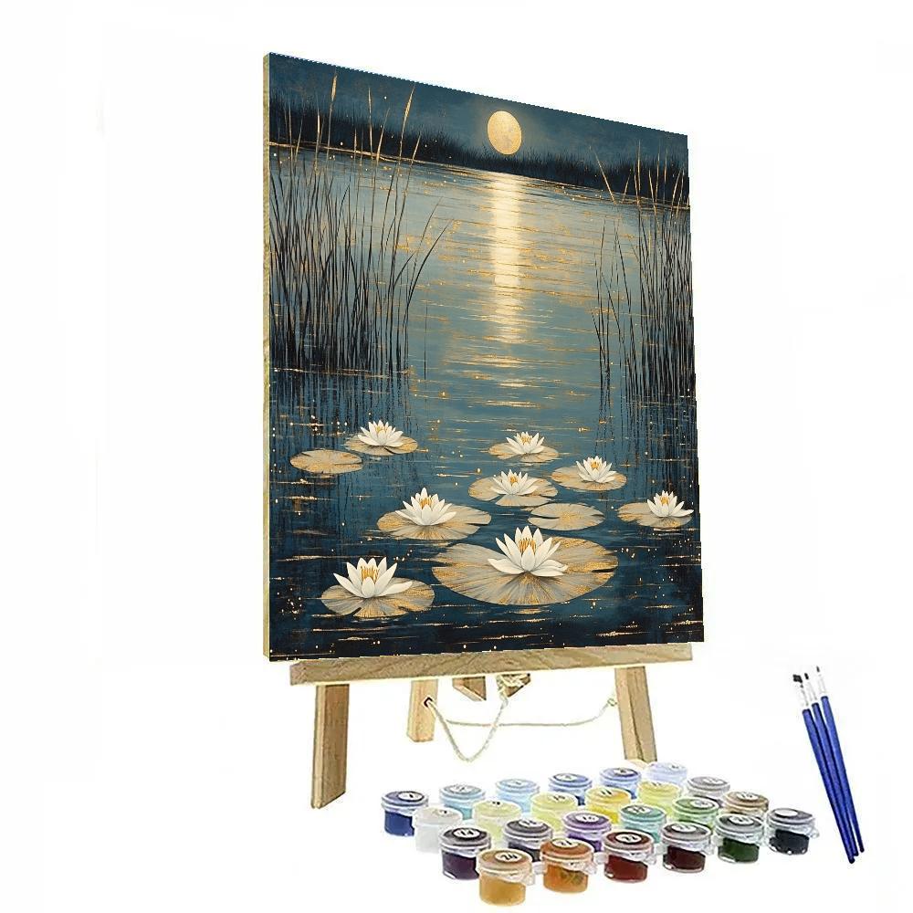 Gustav Klimt Inspired Gilded Moonlit Wetlands DIY paint by numbers