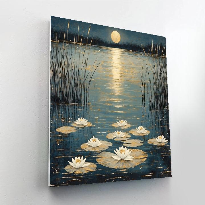 Gustav Klimt Inspired Gilded Moonlit Wetlands DIY paint by numbers