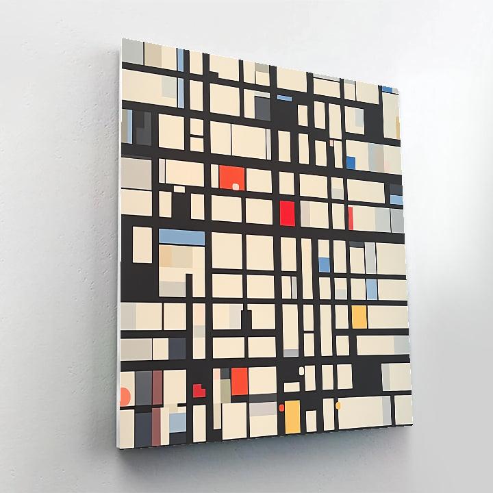 Piet Mondrian Inspired Futuristic City Grid Number painting