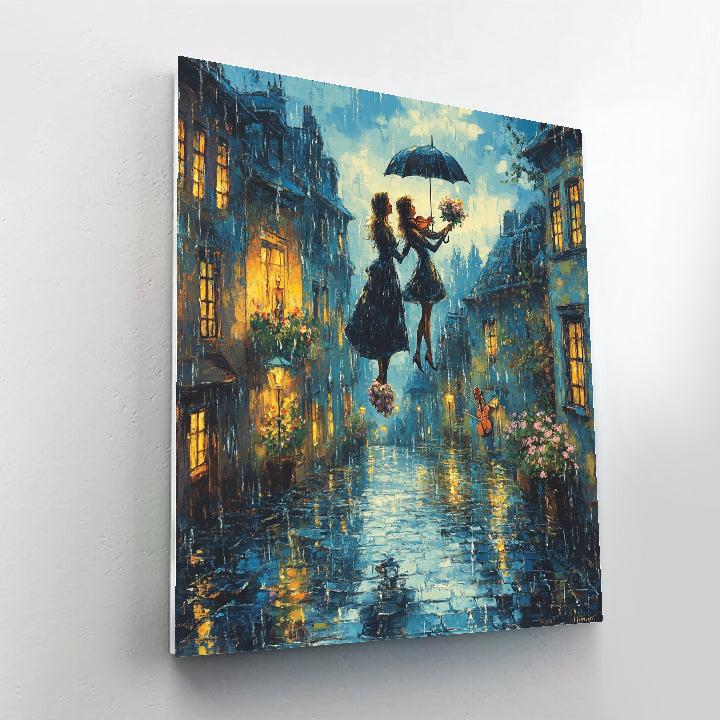 Marc Chagall Inspired Lovers In Rainy Street Numbered painting kits
