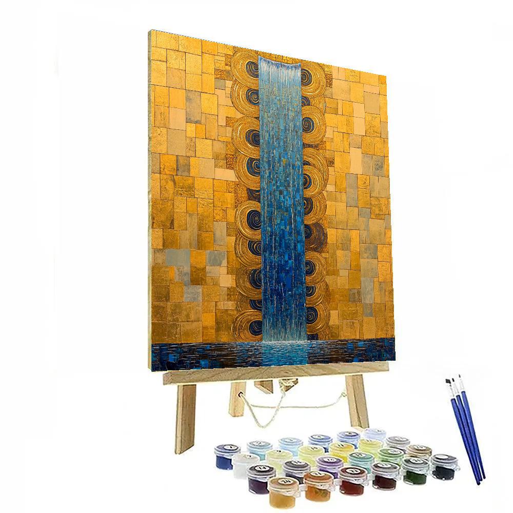 Gustav Klimt Inspired Decorative Waterfall Scrolls painting number kit