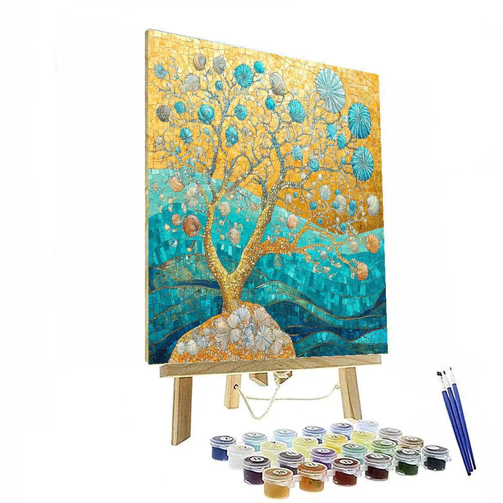 Gustav Klimt Inspired Gilded Coral Garden Number painting