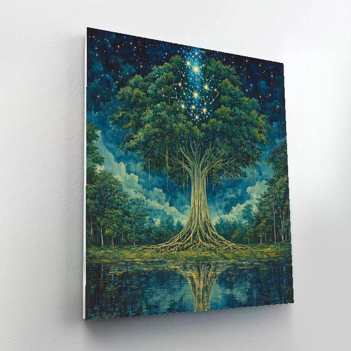 Frida Kahlo Inspired Ceiba Sky Roots paint by number