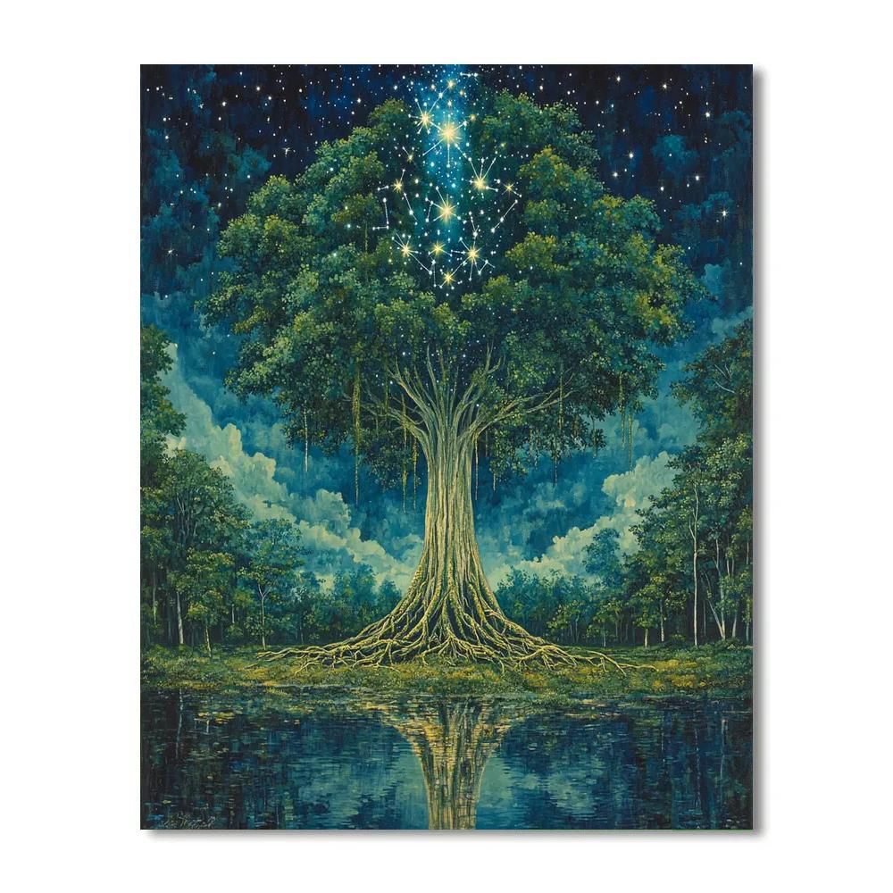 Frida Kahlo Inspired Ceiba Sky Roots paint by number
