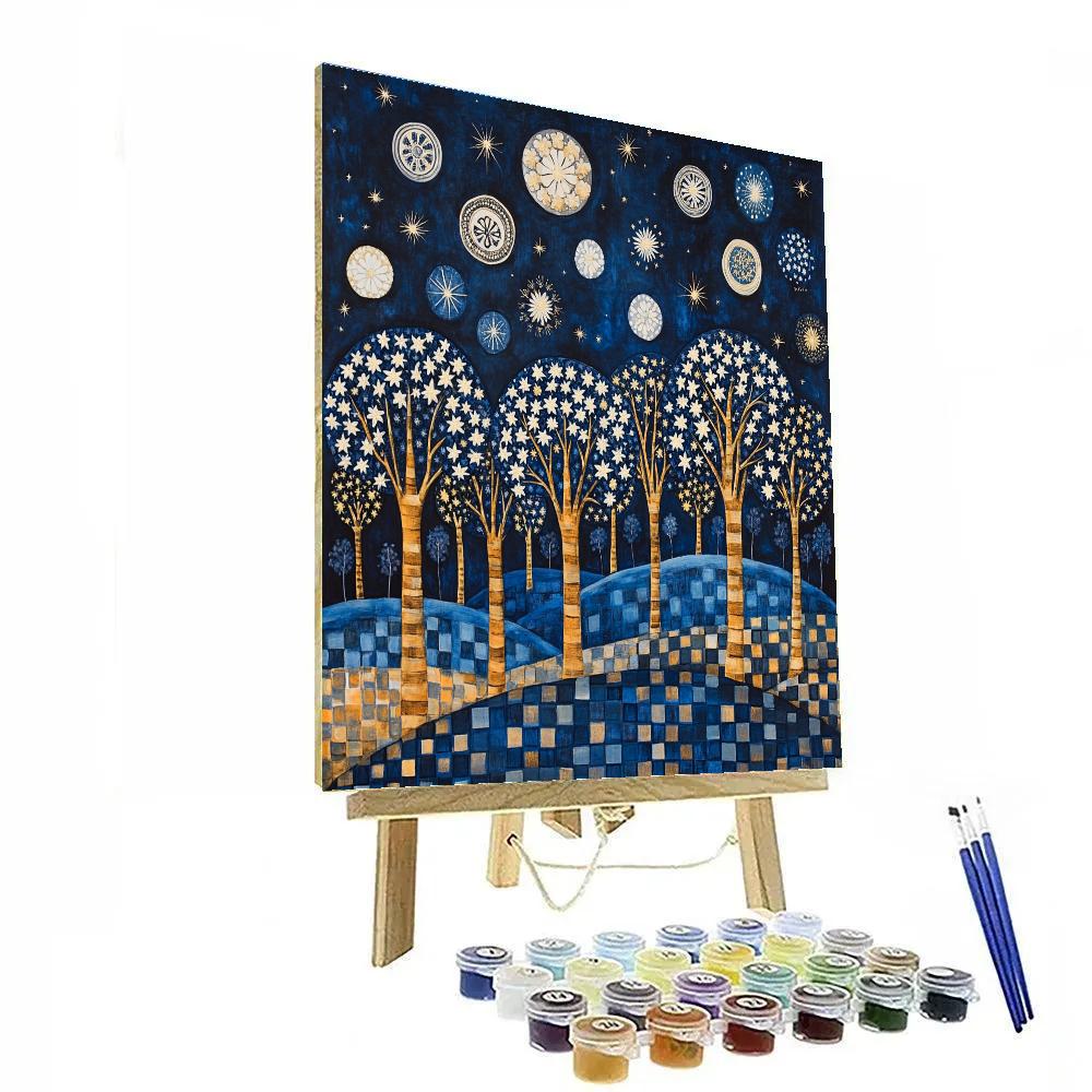 Gustav Klimt Inspired Starry Orchard Night Paint by numbers kits