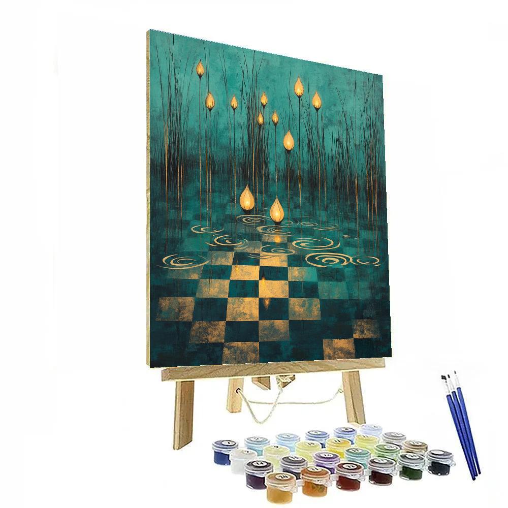 Gustav Klimt Inspired Golden Marsh Lights Painting by numbers kit
