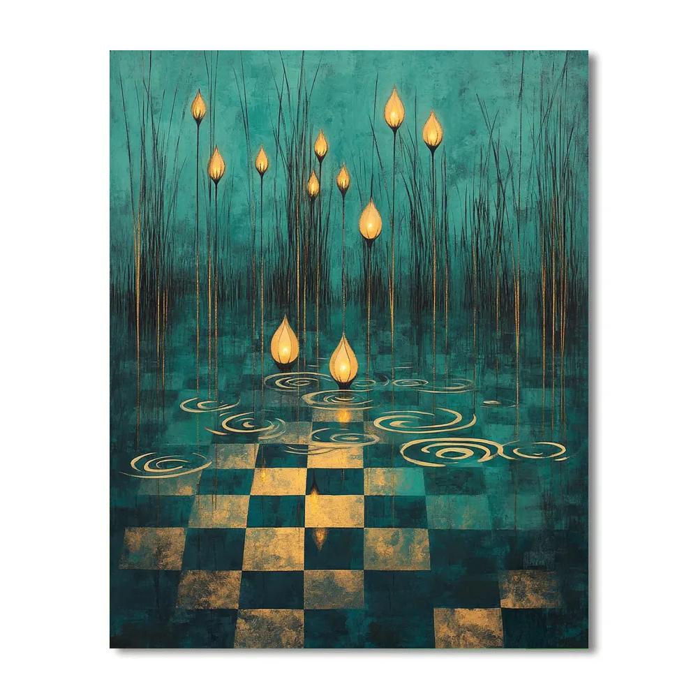 Gustav Klimt Inspired Golden Marsh Lights Painting by numbers kit