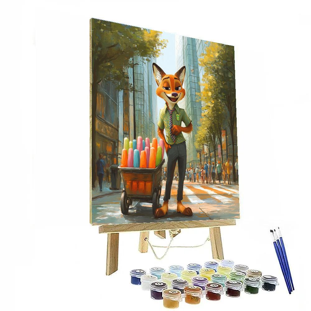 Nick Wilde Street Vendor Smooth Talk Disney Inspired Number painting