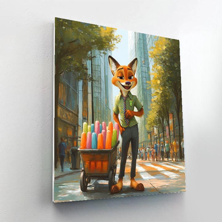Nick Wilde Street Vendor Smooth Talk Disney Inspired Number painting