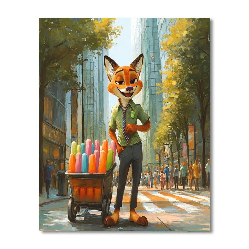 Nick Wilde Street Vendor Smooth Talk Disney Inspired Number painting