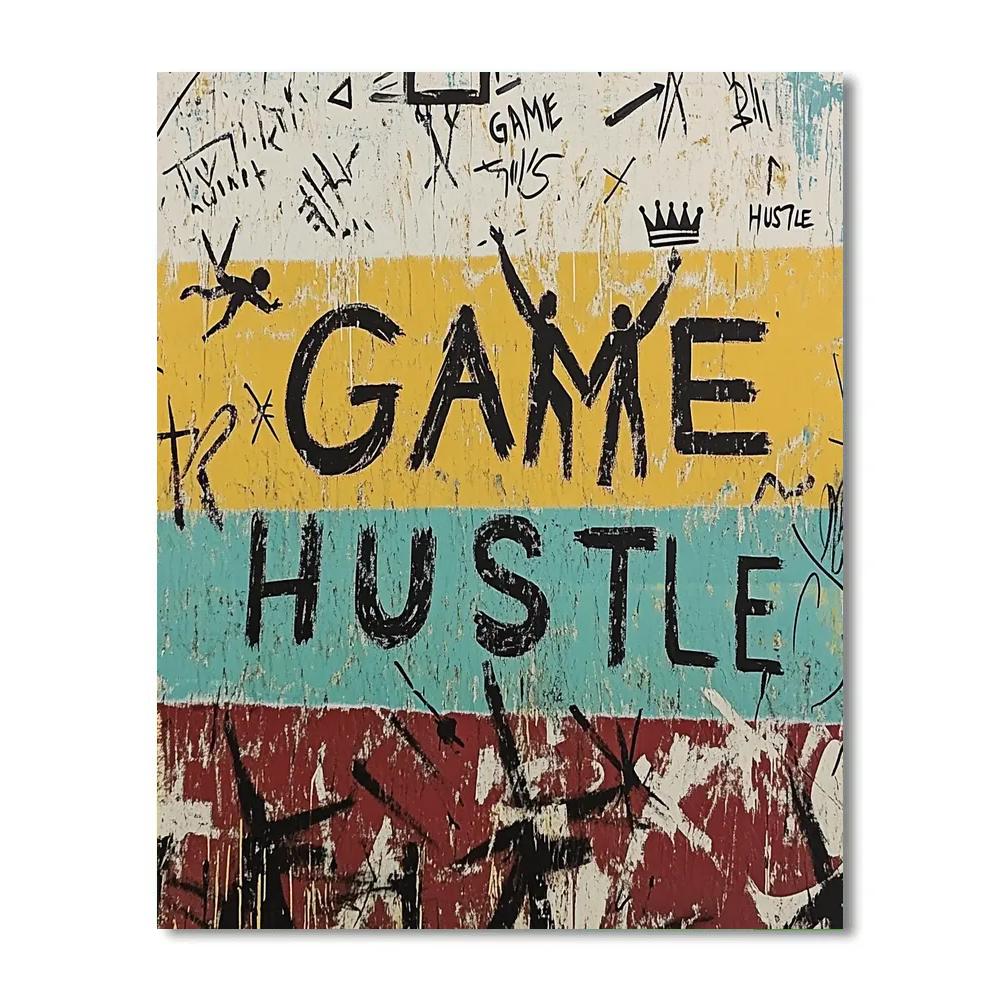 Jean Michel Basquiat Inspired Basketball Court Walls paint by numbers