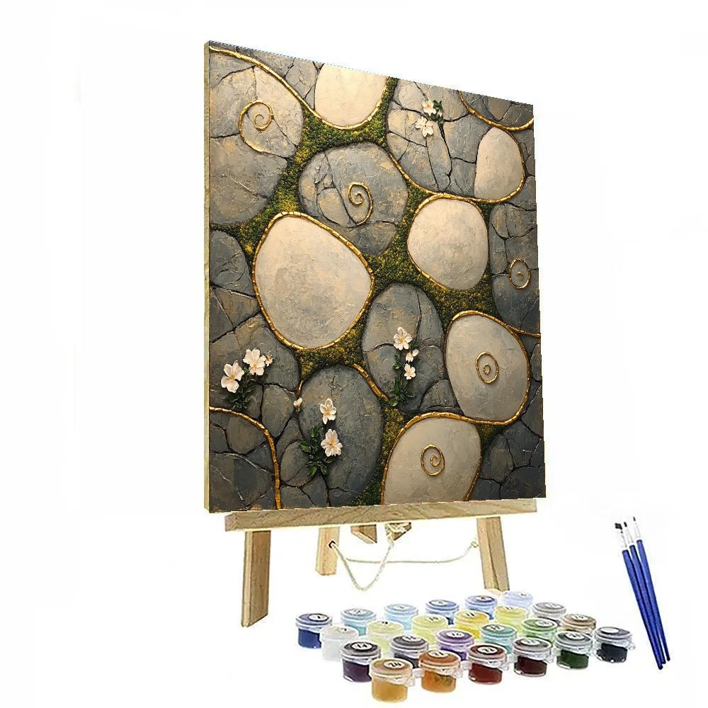 Gustav Klimt Inspired Gilded Stone Garden paint by color