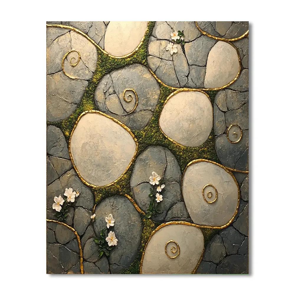 Gustav Klimt Inspired Gilded Stone Garden paint by color