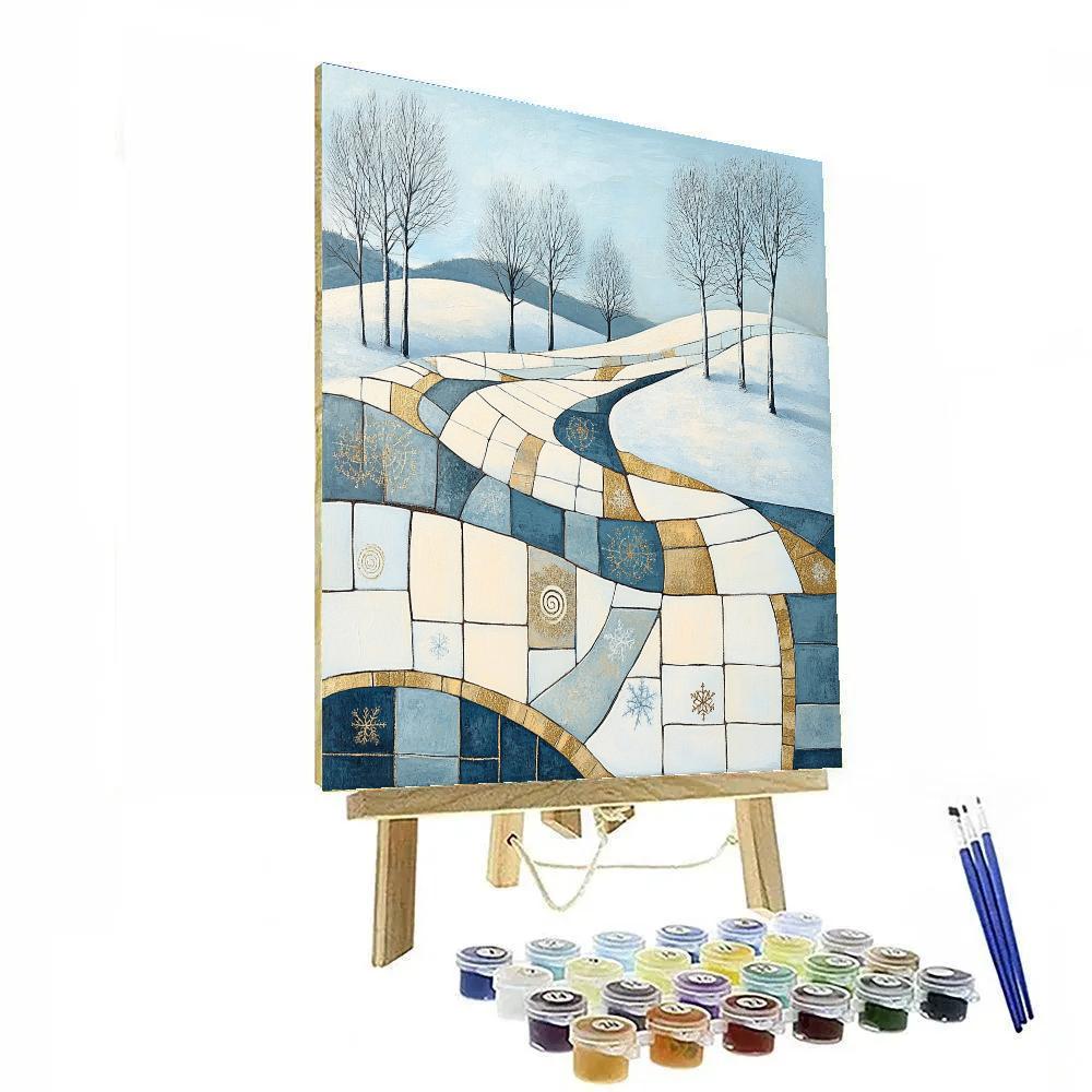 Gustav Klimt Inspired Patterned Snowfield Glow Number painting