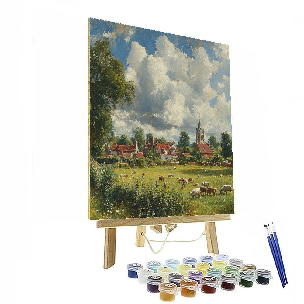 John Constable Inspired Village Green In Spring paint by color