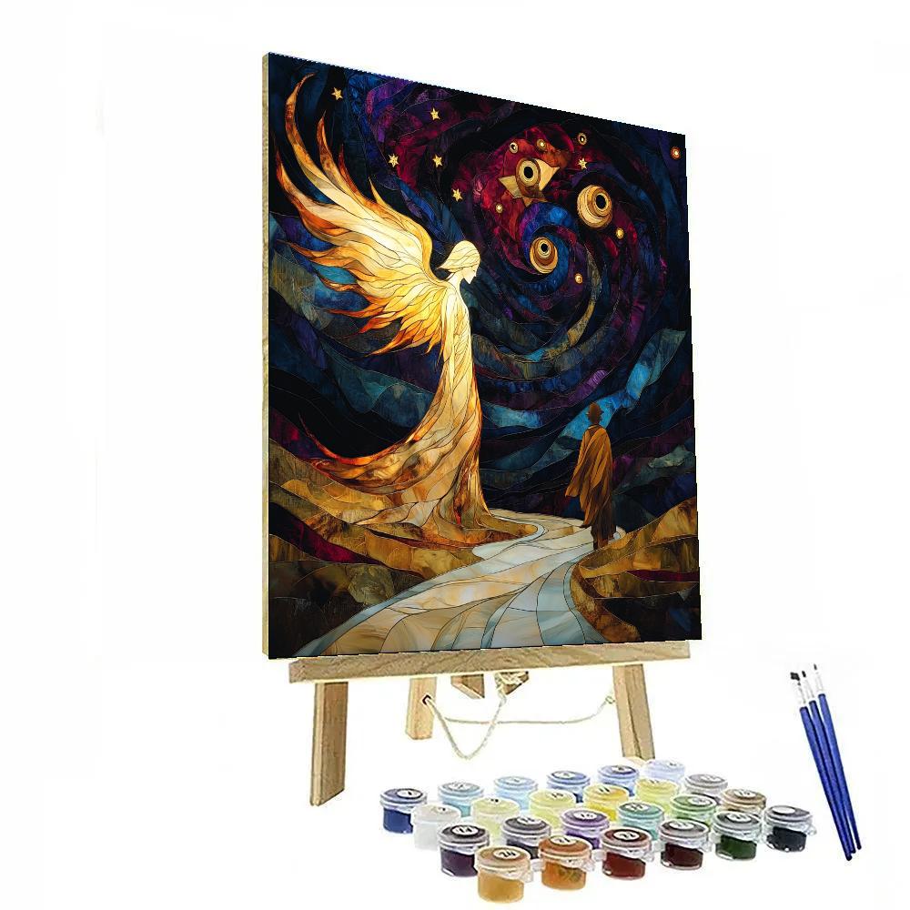 William Blake Inspired Angel Guiding A Traveler paint by color