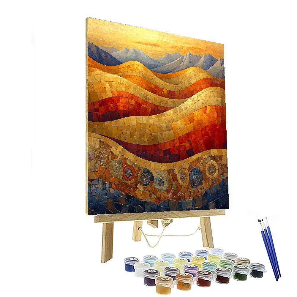 Gustav Klimt Inspired Golden Canyon Strata paint by color