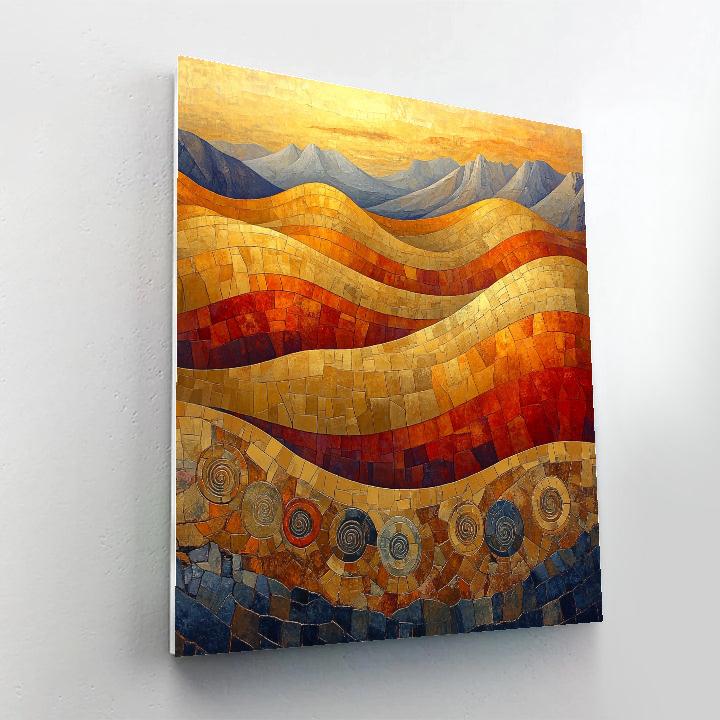 Gustav Klimt Inspired Golden Canyon Strata paint by color