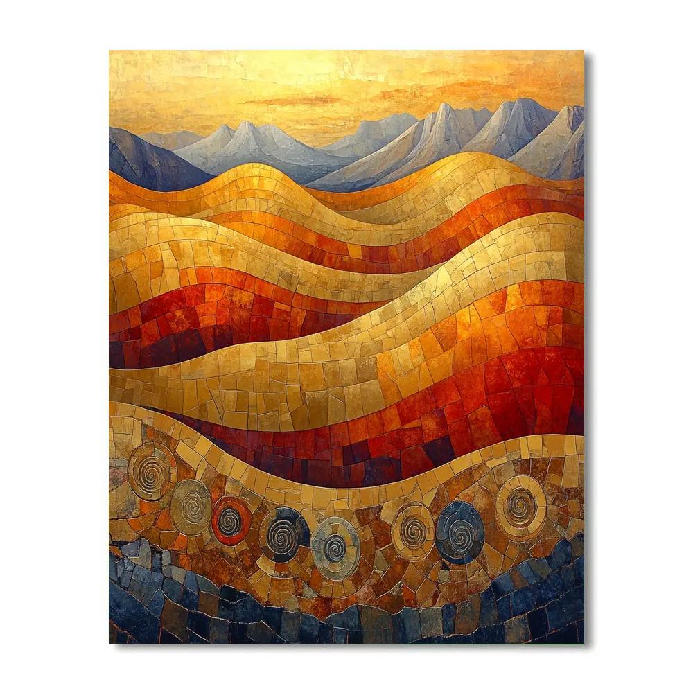 Gustav Klimt Inspired Golden Canyon Strata paint by color