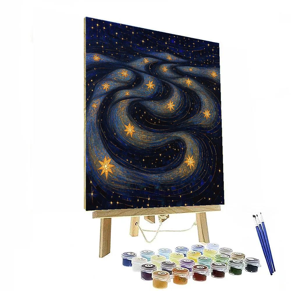 Gustav Klimt Inspired Spiral Star River paint by numbers