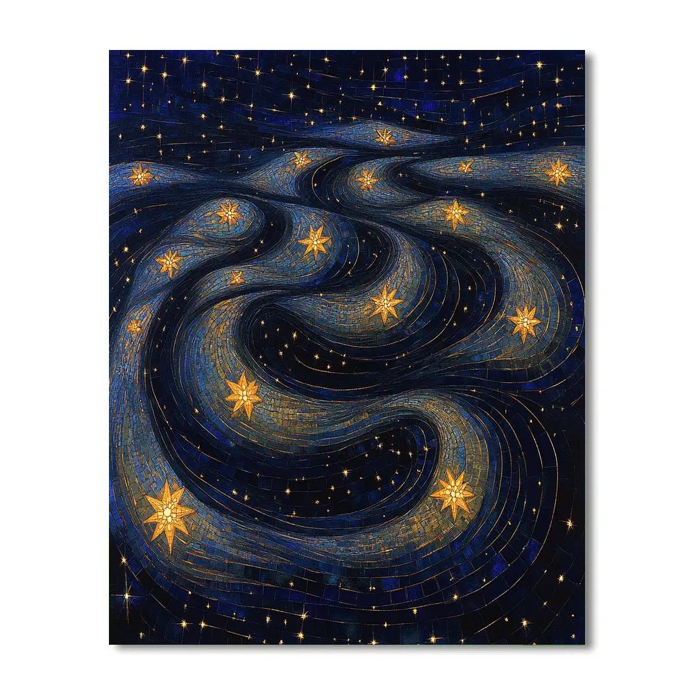 Gustav Klimt Inspired Spiral Star River paint by numbers