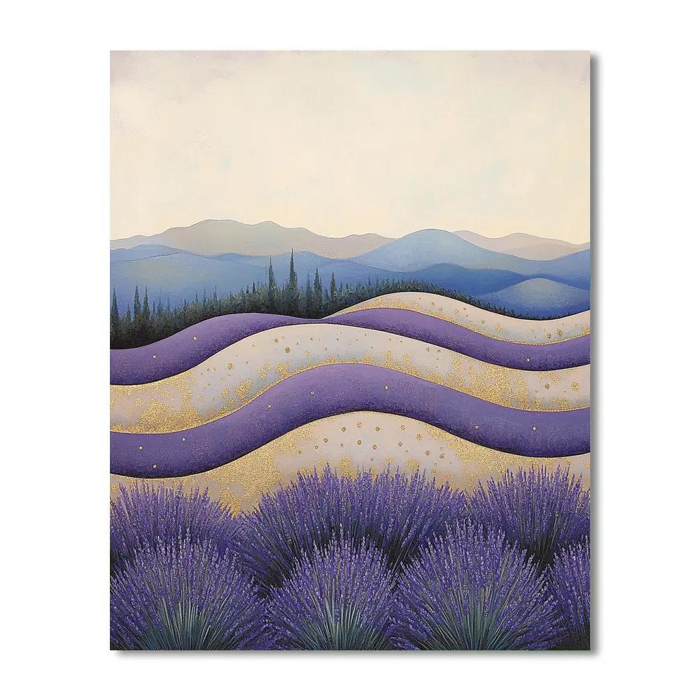 Gustav Klimt Inspired Gilded Lavender Field paint by color