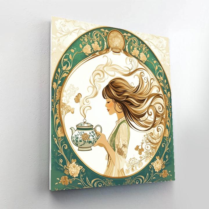 Alphonse Mucha Inspired Tea Ceremony Muse paint by numbers