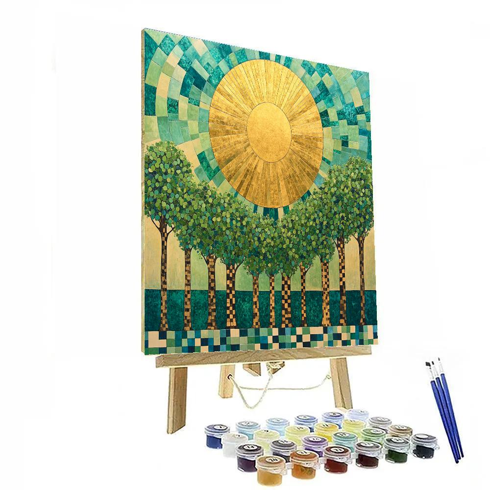 Gustav Klimt Inspired Decorative Sunburst Orchard Painting by numbers kit