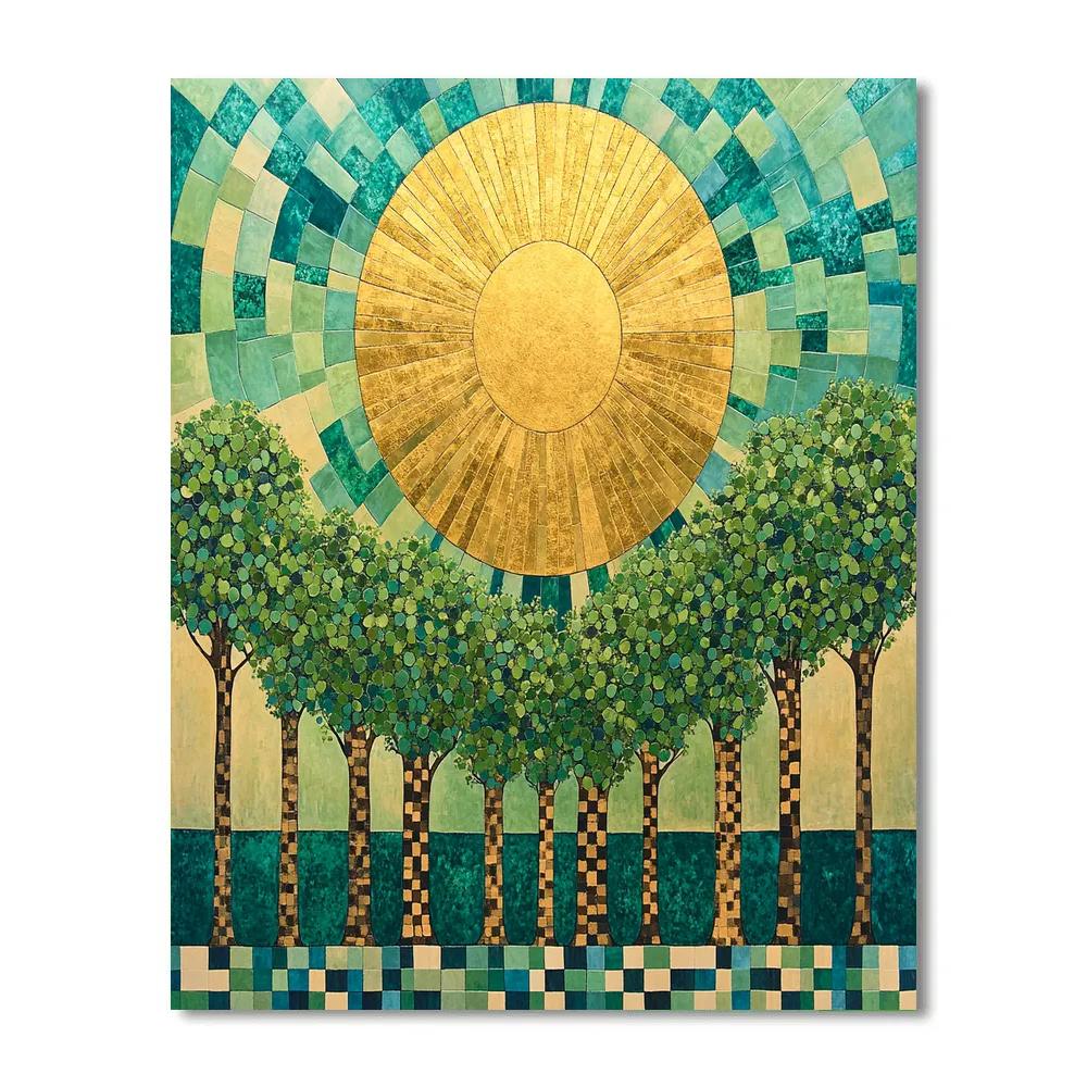 Gustav Klimt Inspired Decorative Sunburst Orchard Painting by numbers kit