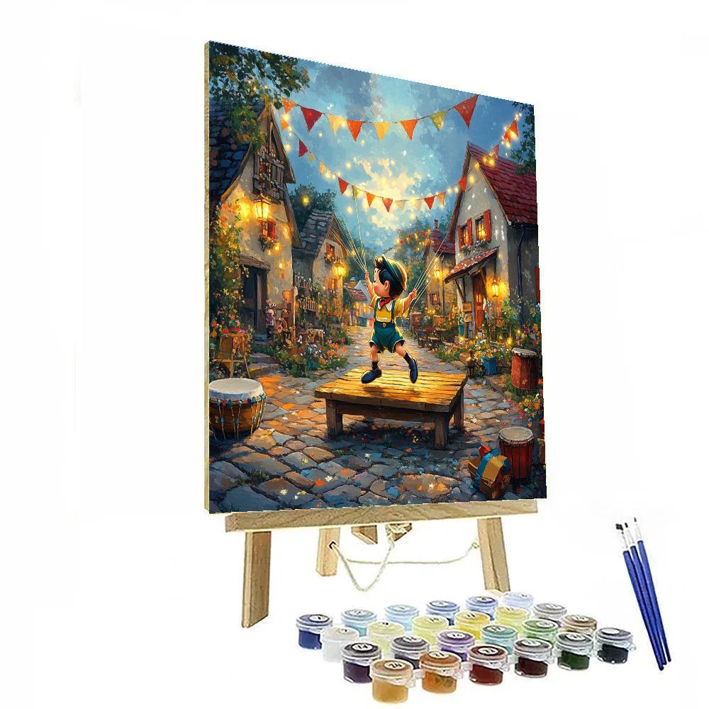 Pinocchio Village Puppet Stage Dance Disney Inspired DIY paint by numbers
