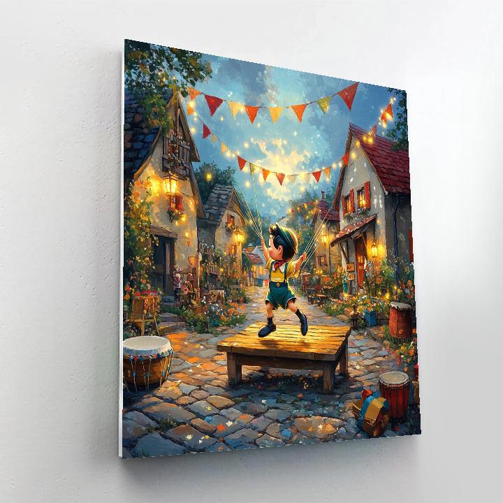 Pinocchio Village Puppet Stage Dance Disney Inspired DIY paint by numbers