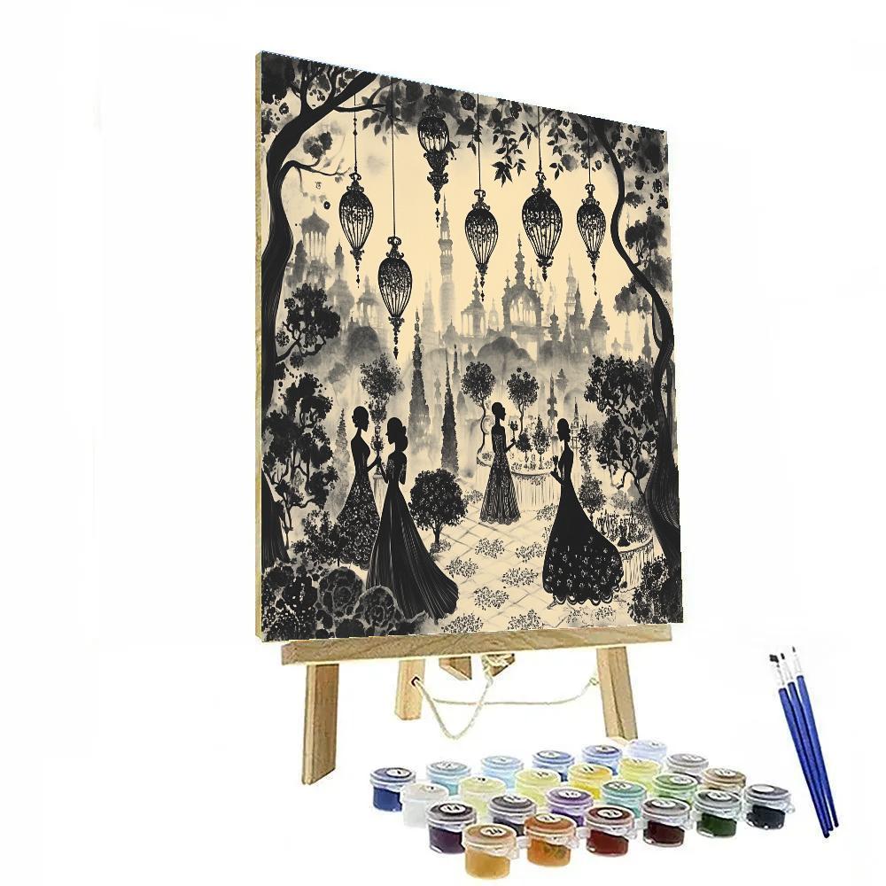 Aubrey Beardsley Inspired Garden Lantern Soiree Paint by numbers art