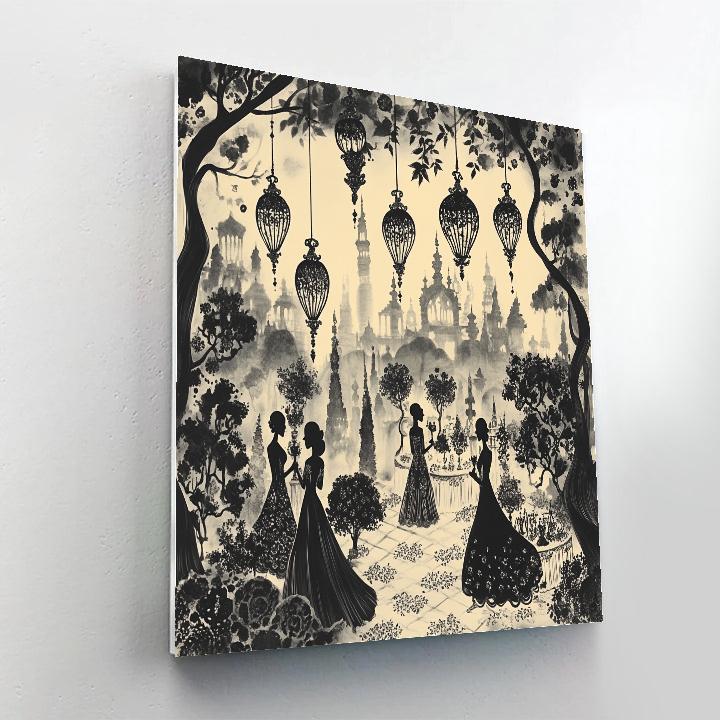 Aubrey Beardsley Inspired Garden Lantern Soiree Paint by numbers art