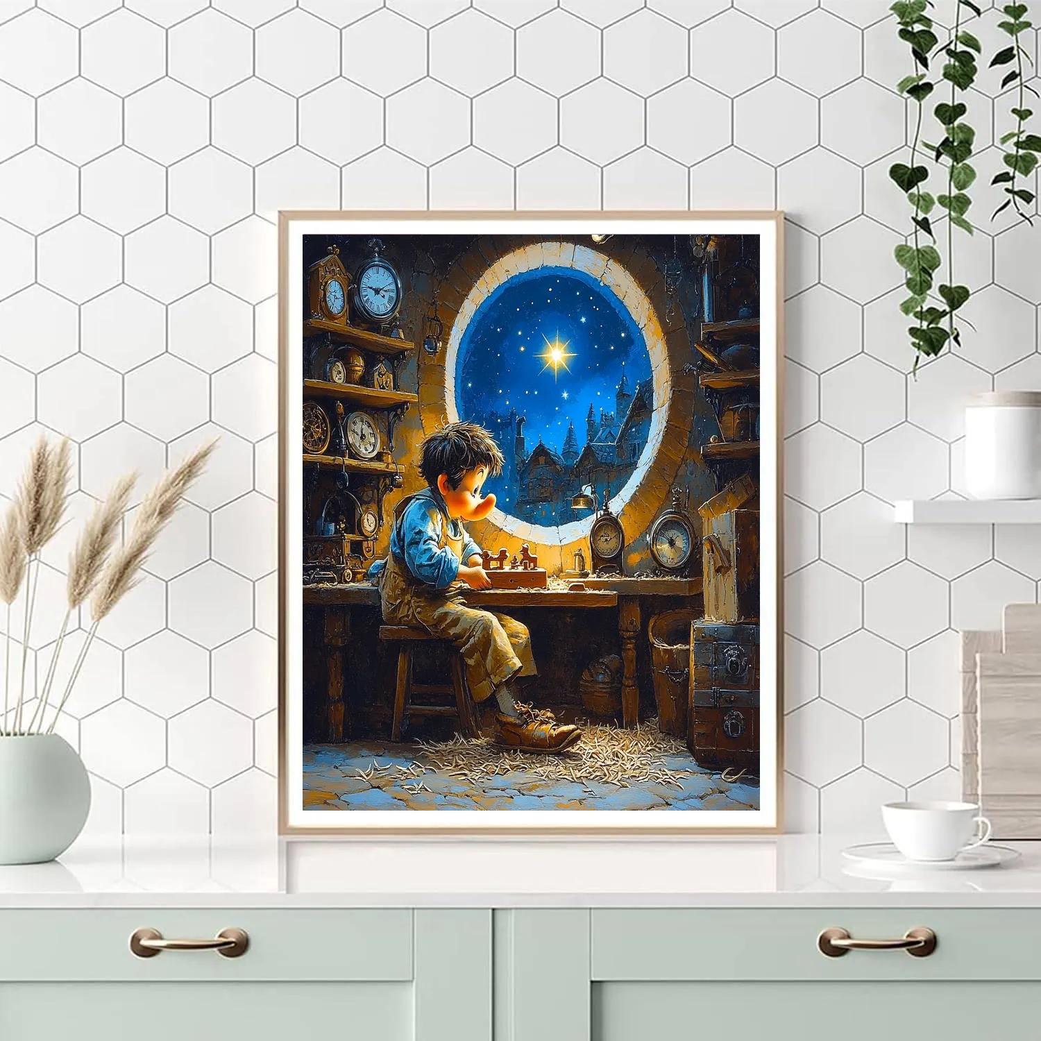 Geppetto Workshop Star Wish Window Disney Inspired paint by color