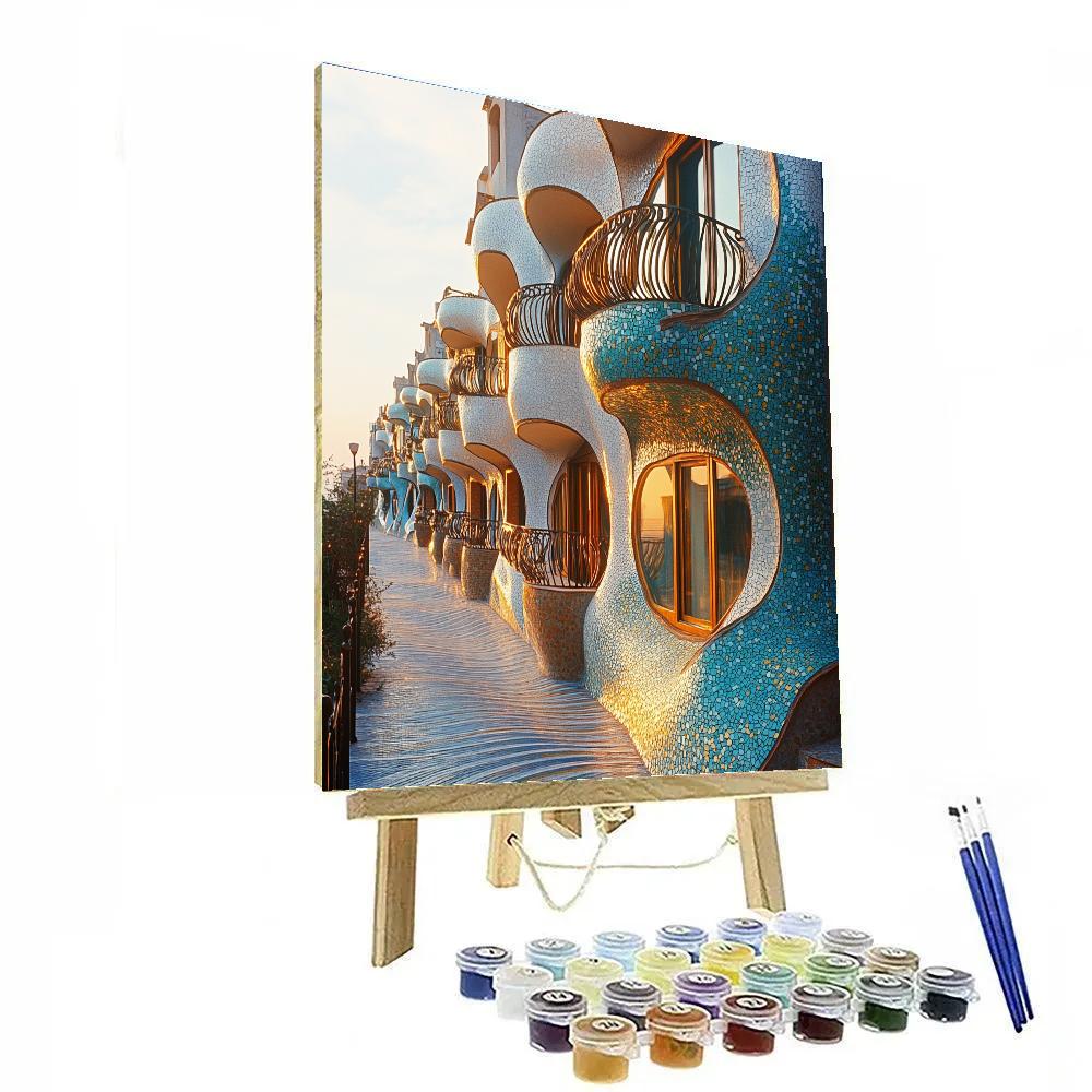 Antonio Gaudi Inspired Organic City Street Number painting