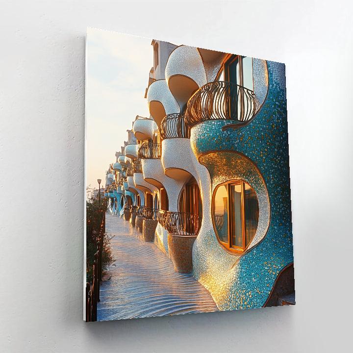 Antonio Gaudi Inspired Organic City Street Number painting